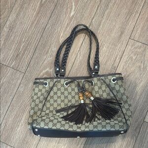 Gucci Beige and Dark Brown Shoulder Bag